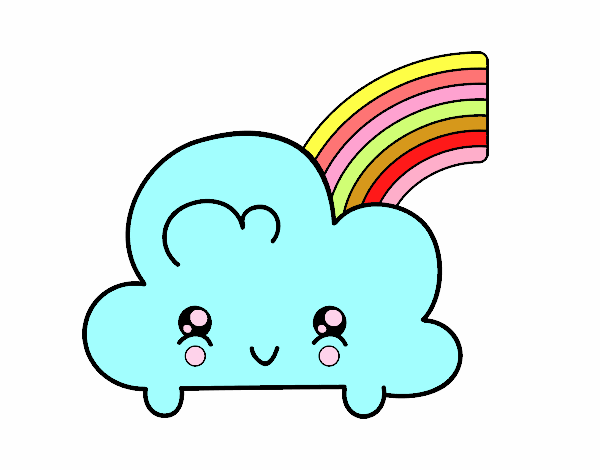 Nube con arco iris kawaii