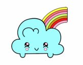 Nube con arco iris kawaii