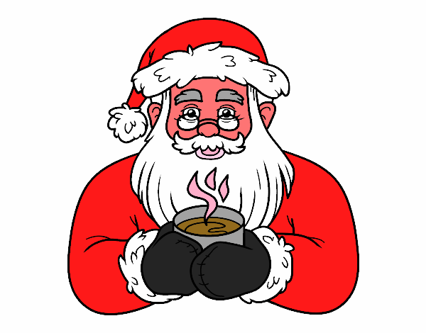 Papá Noel con taza de café