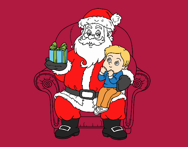 Papá Noel y niño en Navidad