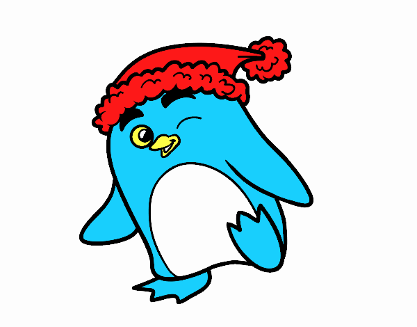 Pingüino con gorro de Navidad