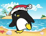 Pingüino con gorro de Navidad