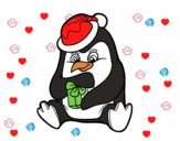 Un pingüino con regalo de Navidad