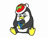 Un pingüino con regalo de Navidad