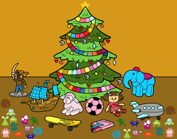 Árbol de Navidad y juguetes