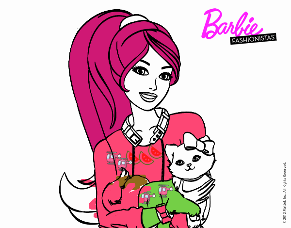 Barbie con su linda gatita