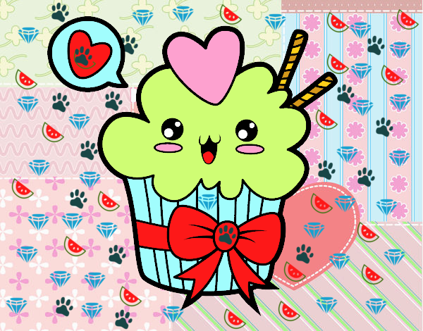 Cupcake kawaii con lazo