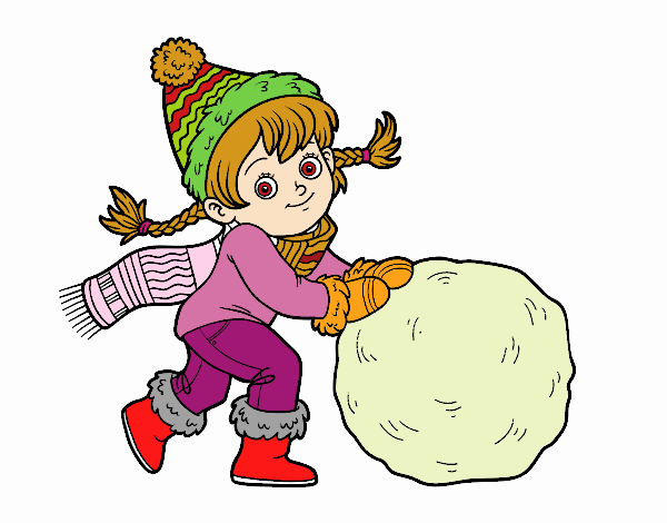 Niña con gran bola de nieve