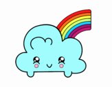 Nube con arco iris kawaii