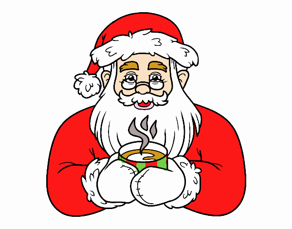 Papá Noel con taza de café