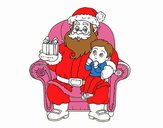 Papá Noel y niño en Navidad