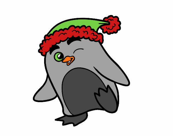 Pingüino con gorro de Navidad