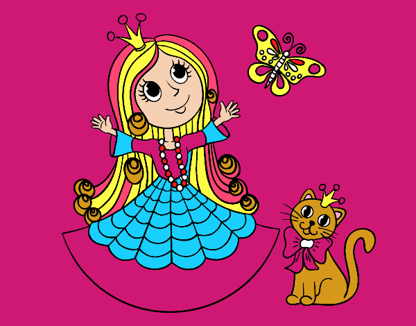 Princesa con gato y mariposa