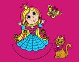 Princesa con gato y mariposa