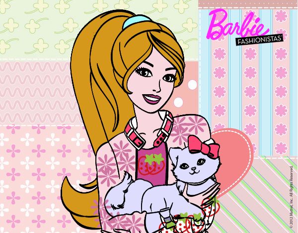 Barbie con su linda gatita