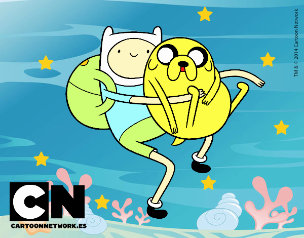 Finn y Jake abrazados