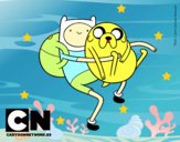 Finn y Jake abrazados