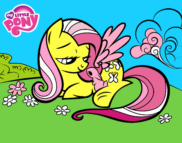 Fluttershy con un conejito