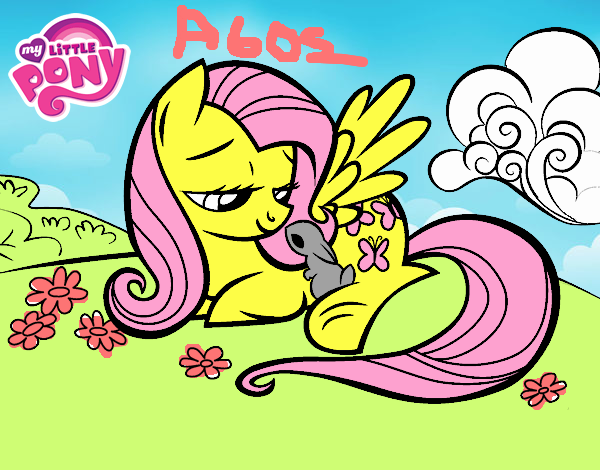 Fluttershy con un conejito