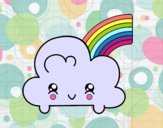 Nube con arco iris kawaii