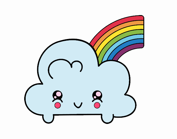 Nube con arco iris kawaii