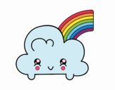 Nube con arco iris kawaii