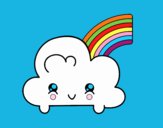 Nube con arco iris kawaii