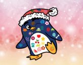 Pingüino con gorro de Navidad