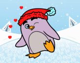 Pingüino con gorro de Navidad