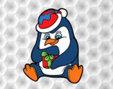 Un pingüino con regalo de Navidad