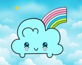 Nube con arco iris kawaii