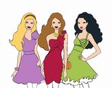 Barbie y sus amigas vestidas de fiesta