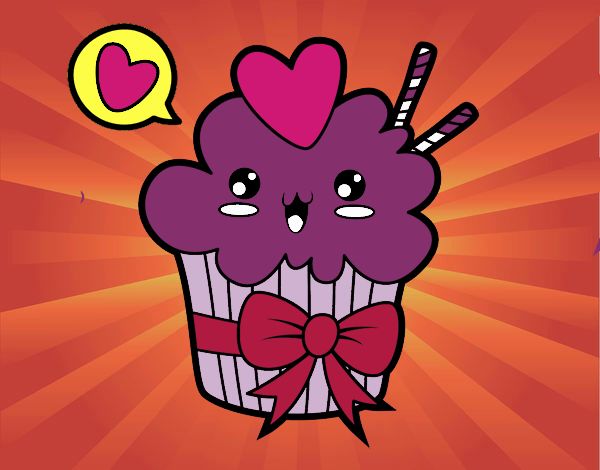 Cupcake kawaii con lazo