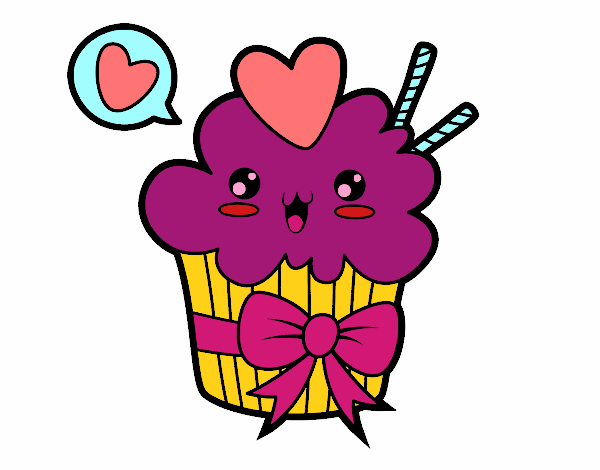 Cupcake kawaii con lazo