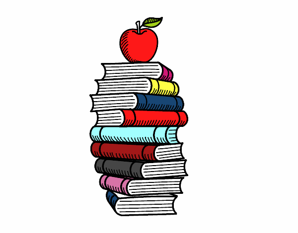 Libros y manzana