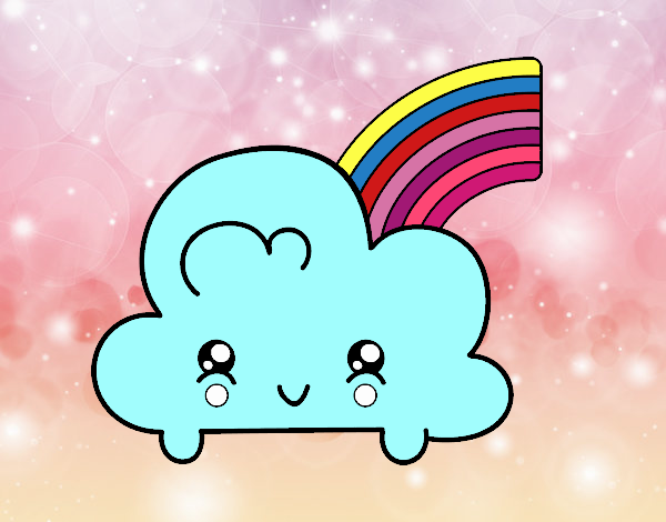 Nube con arco iris kawaii