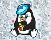 Un pingüino con regalo de Navidad