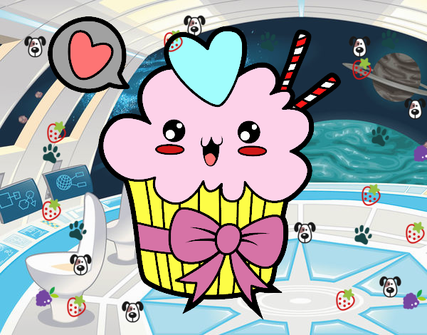 Cupcake kawaii con lazo