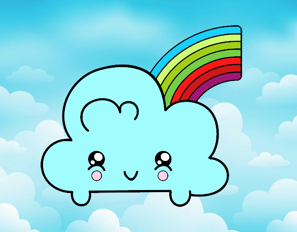 Nube con arco iris kawaii