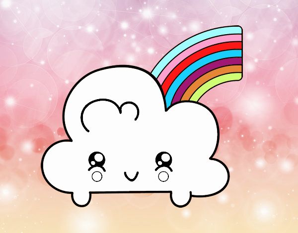 Nube con arco iris kawaii