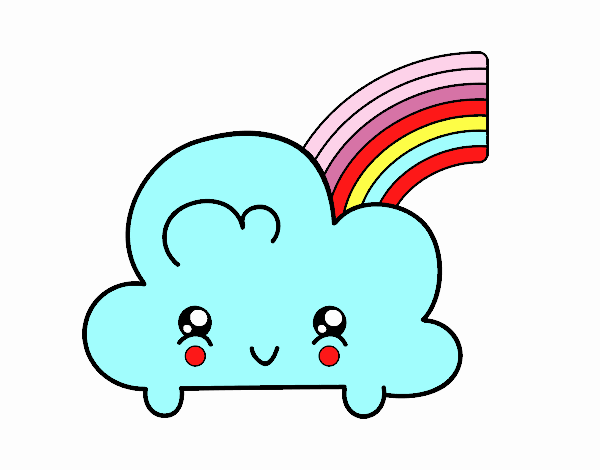 Nube con arco iris kawaii