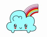 Nube con arco iris kawaii