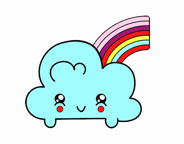 Nube con arco iris kawaii