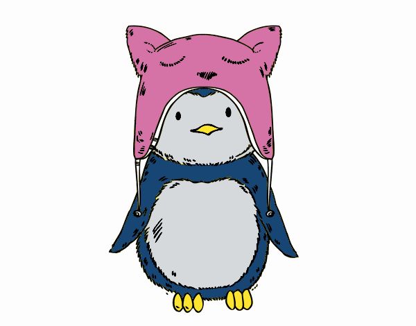 Pingüino con gorrito divertido