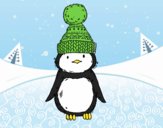 Pingüino con gorro de invierno