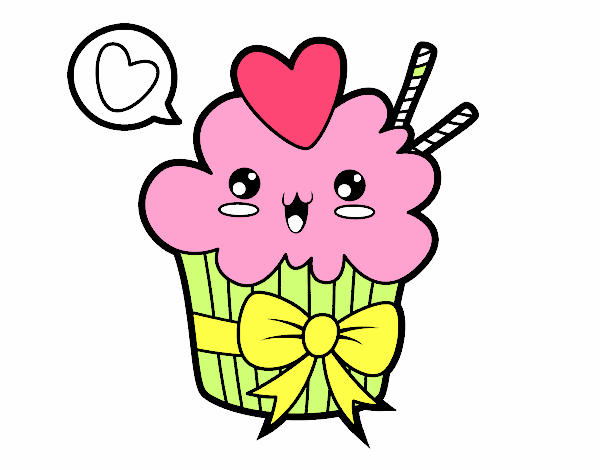 Cupcake kawaii con lazo