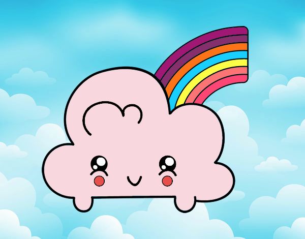 Nube con arco iris kawaii