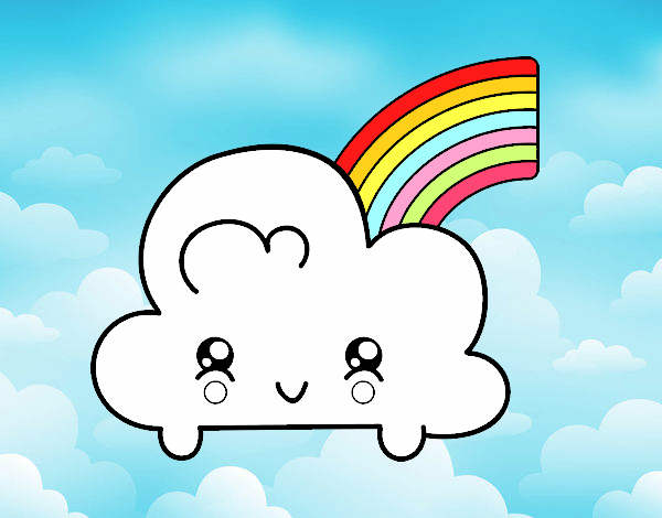 Nube con arco iris kawaii