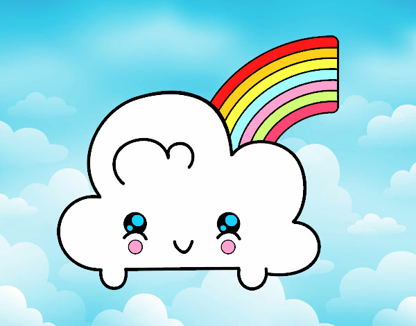 Nube con arco iris kawaii