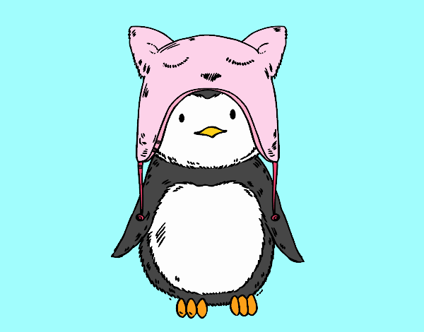 Pingüino con gorrito divertido